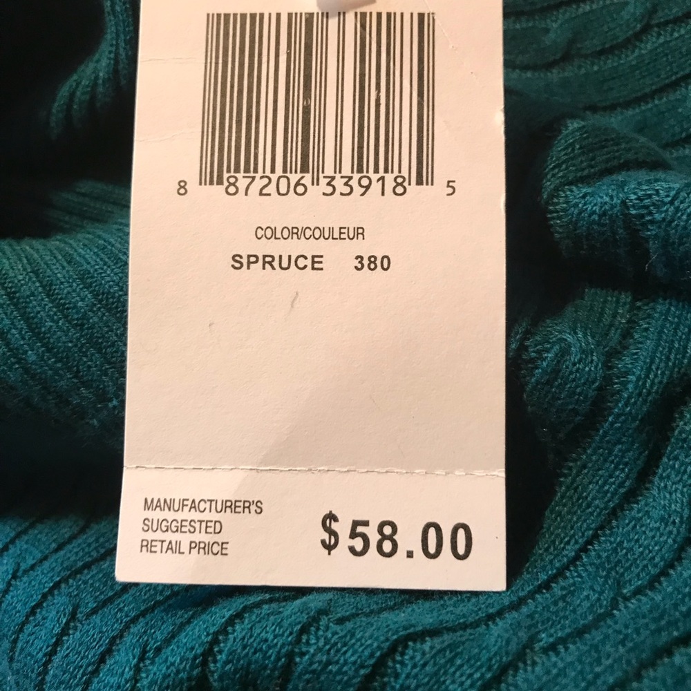Jeanne Pierre Teal Cable Knit Turtleneck - Picture 5 of 5